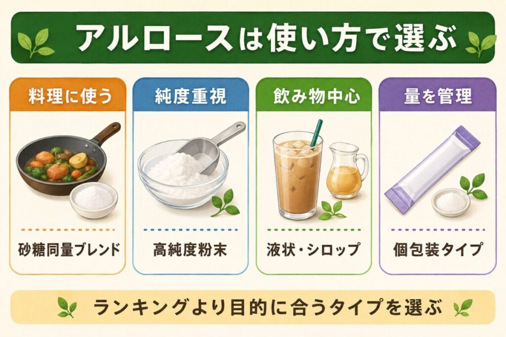 アルロースは使い方で選ぶ