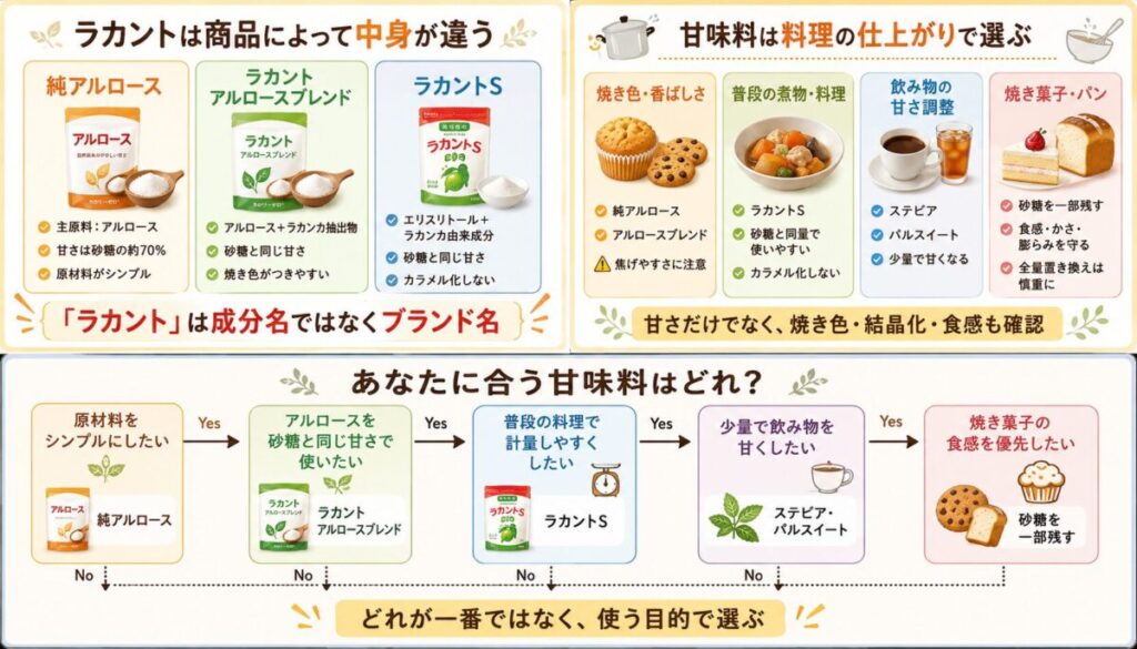 甘味料は料理の仕上がりで選ぶ
