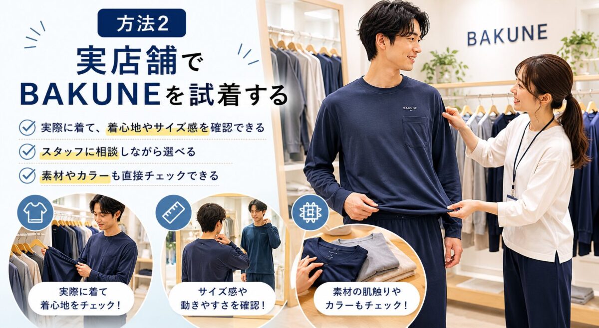 実店舗でBAKUNEを試着する