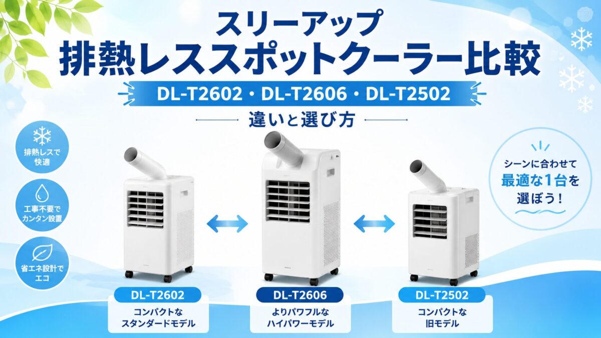 スリーアップ排熱レススポットクーラー比較｜DL-T2602・DL-T2606・DL-T2502の違いと選び方