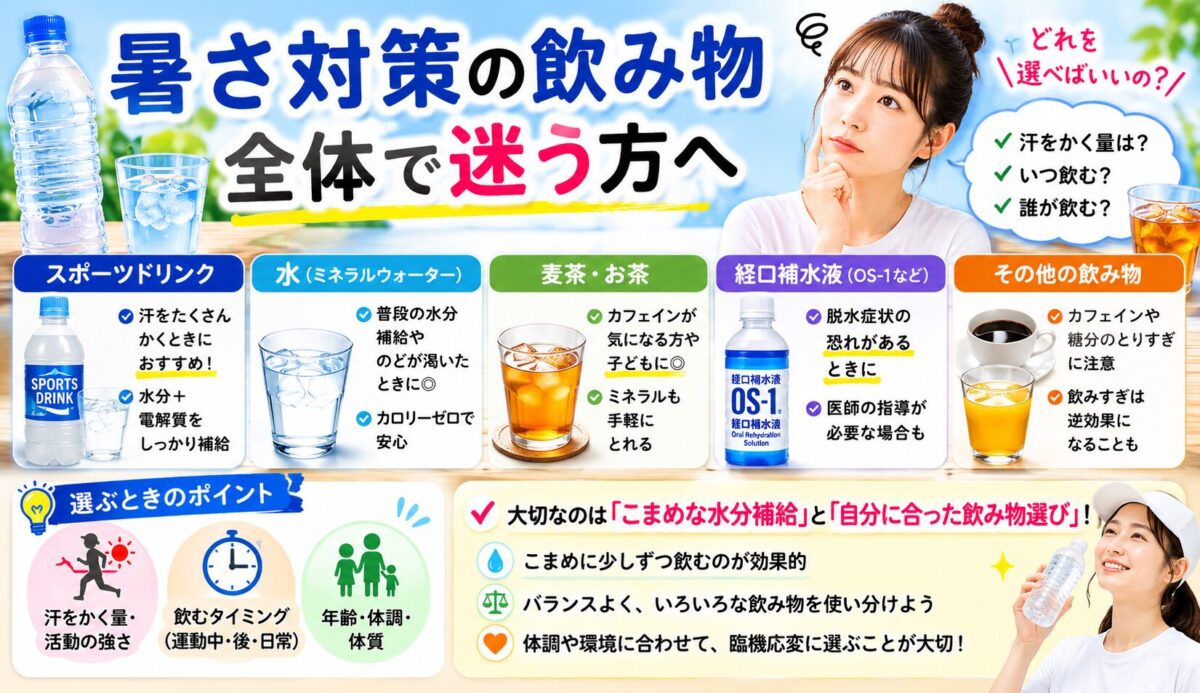 暑さ対策の飲み物全体で迷う方へ