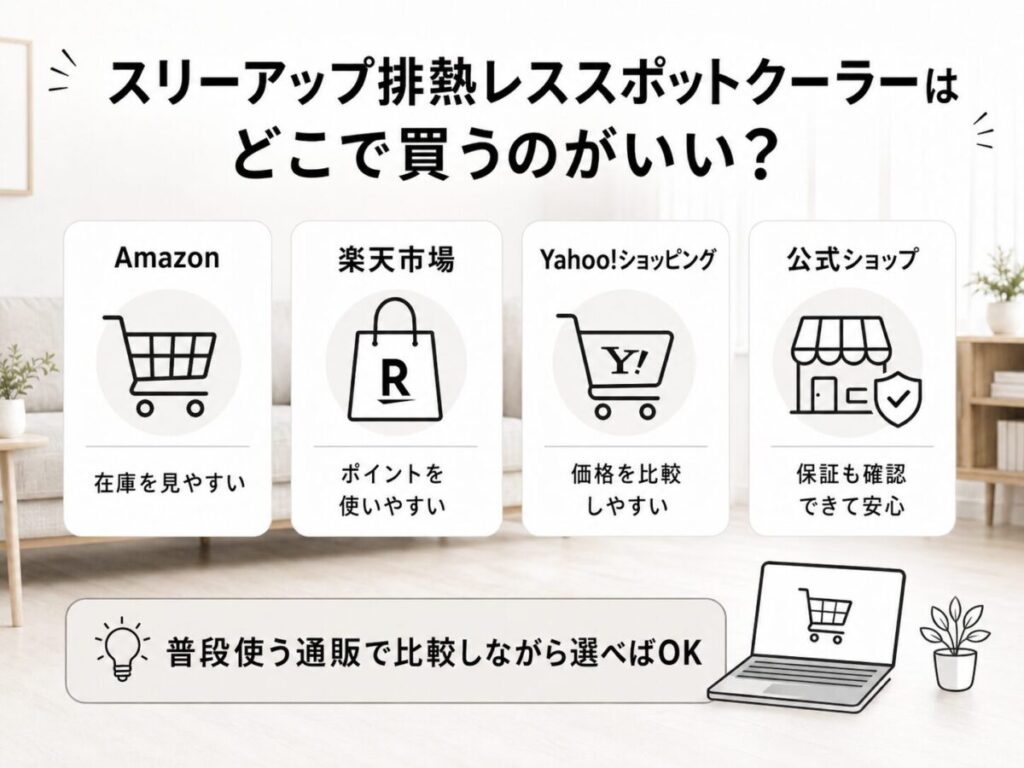 スリーアップ排熱レススポットクーラーはどこで買うのがいい？