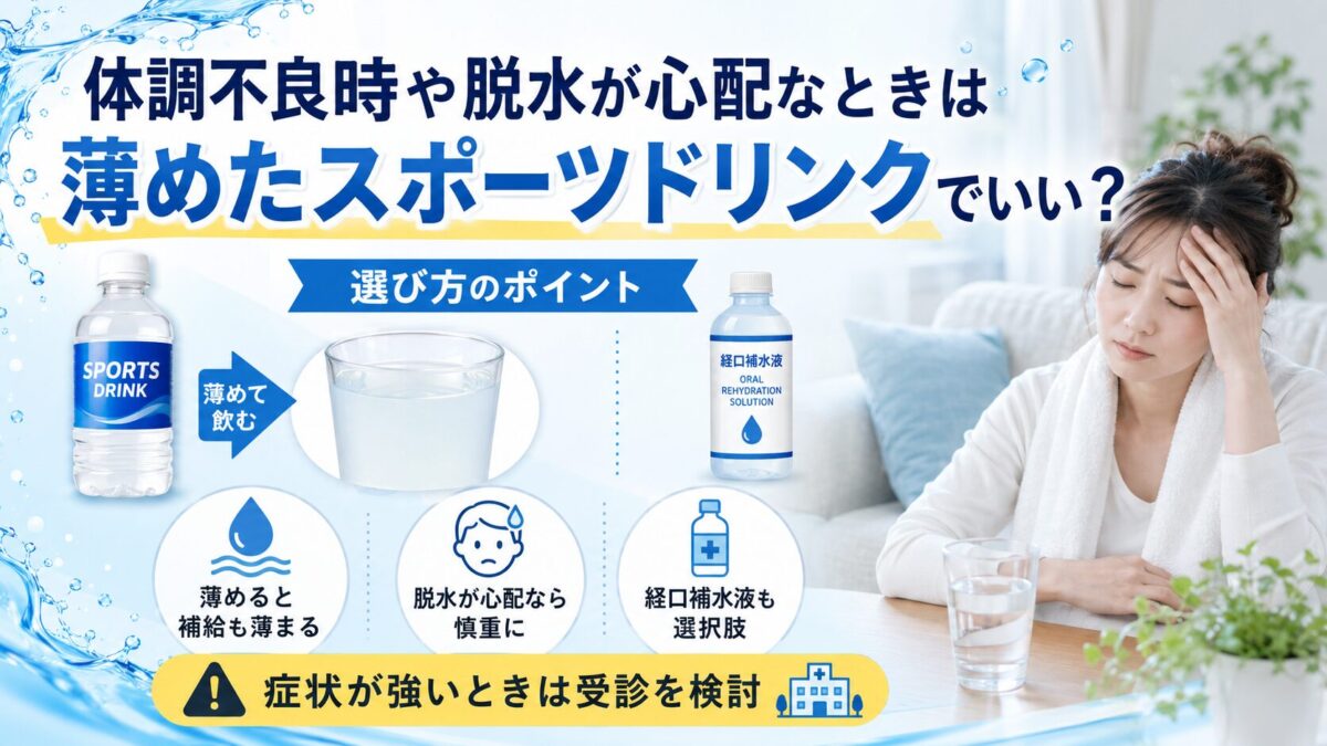 体調不良時や脱水が心配なときは薄めたスポーツドリンクでいい？