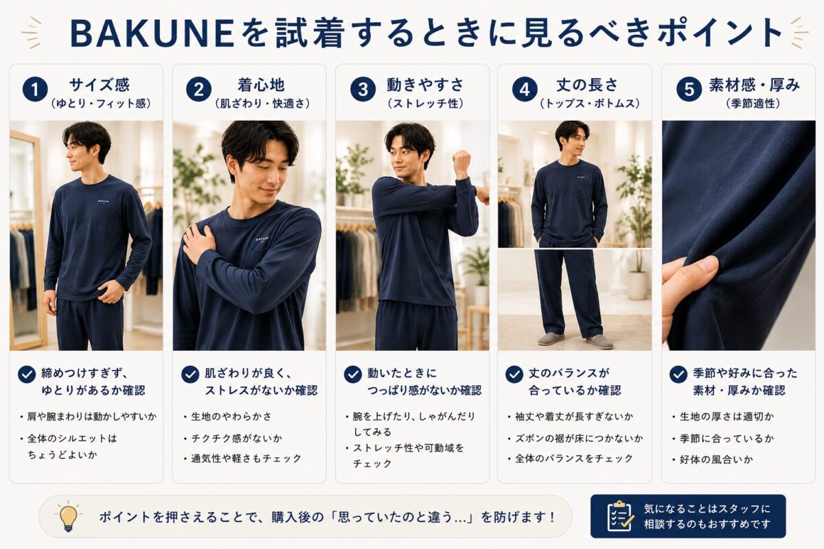 BAKUNEを試着するときに見るべきポイント