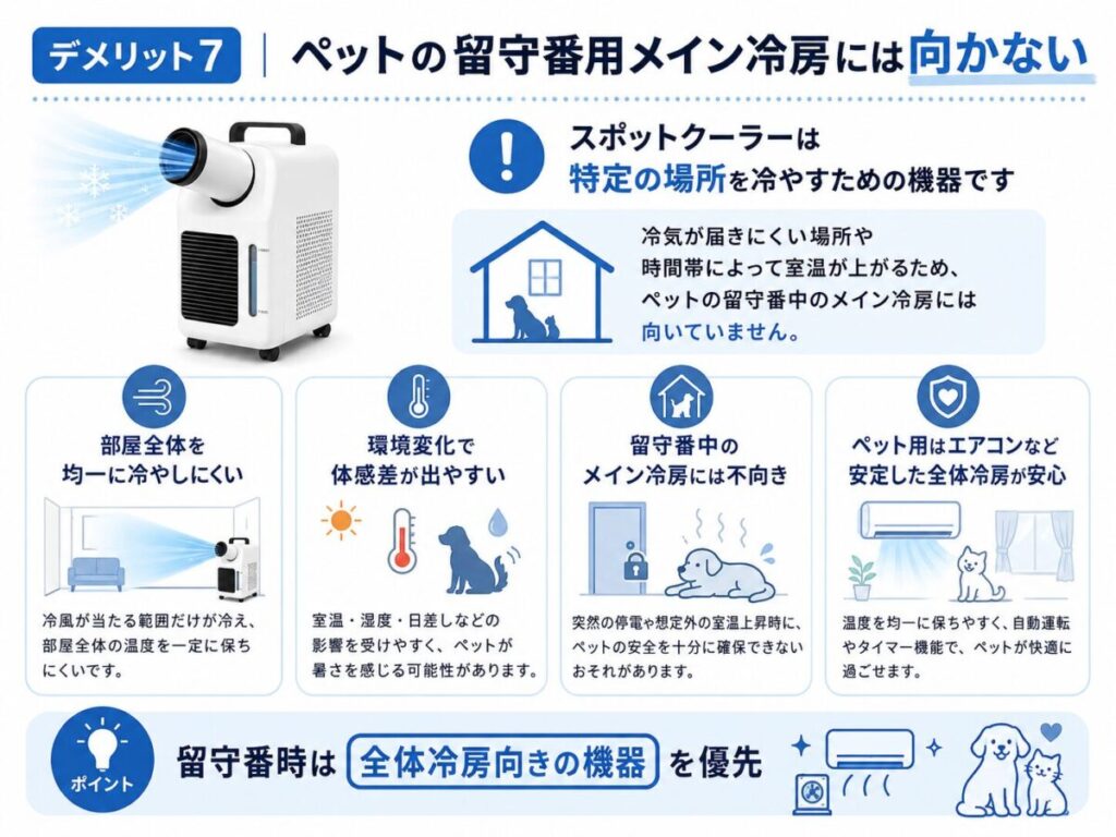 デメリット7｜ペットの留守番用メイン冷房には向かない