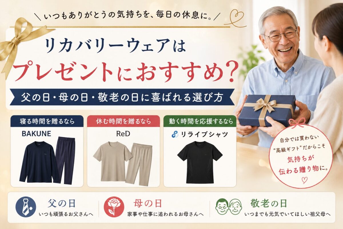 リカバリーウェアはプレゼントにおすすめ?父の日・母の日・敬老の日に喜ばれる選び方