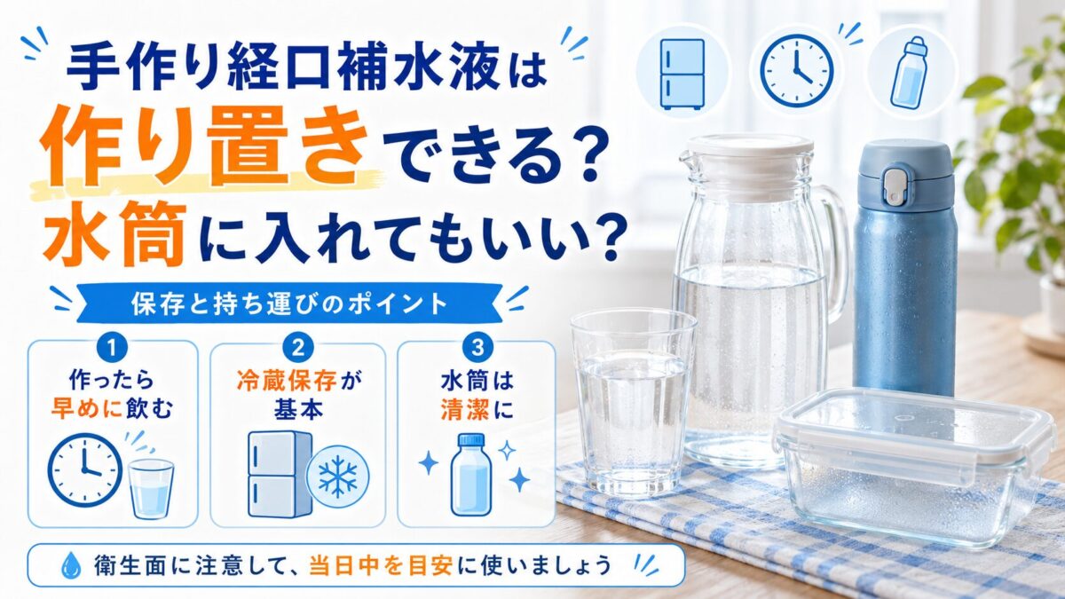 手作り経口補水液は作り置きできる?水筒に入れてもいい?