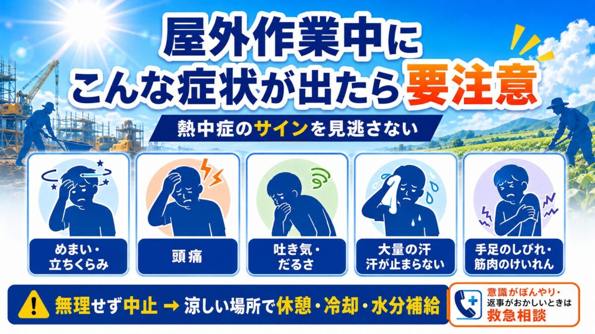 屋外作業中にこんな症状が出たら要注意