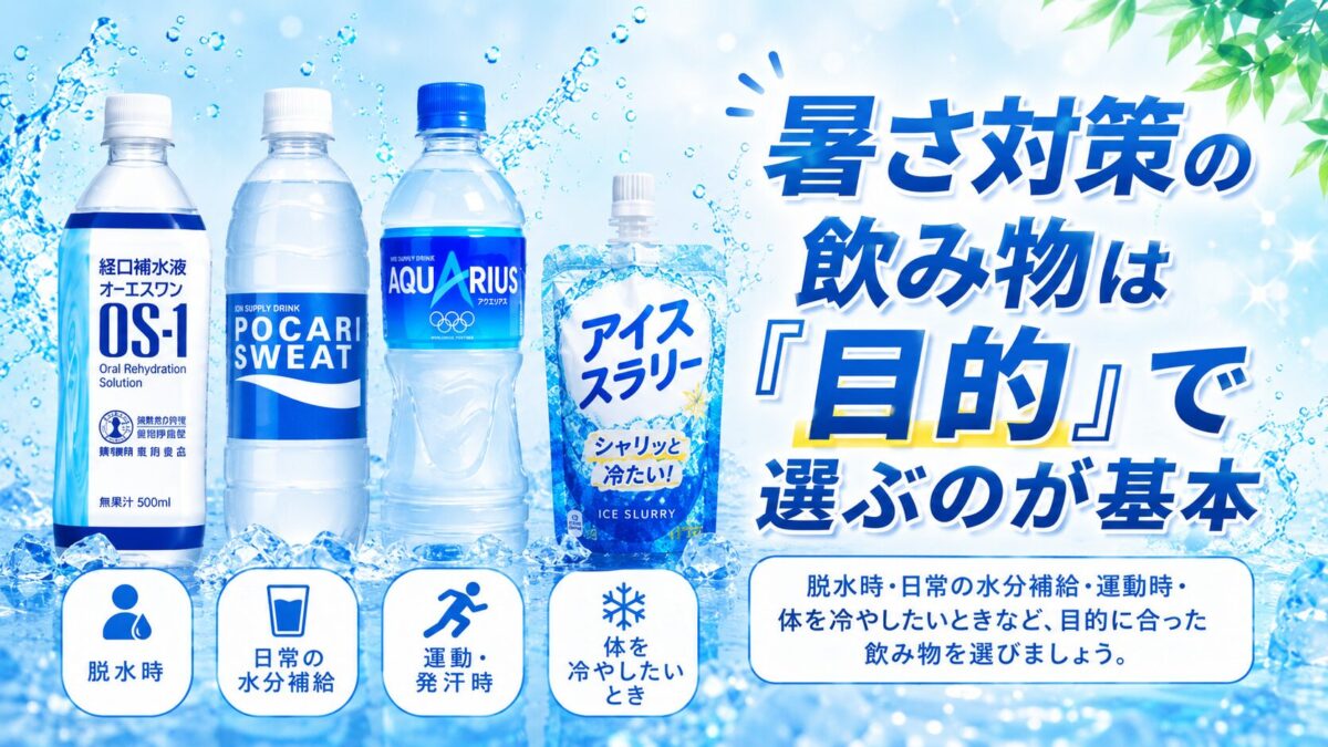 暑さ対策の飲み物は「目的」で選ぶのが基本