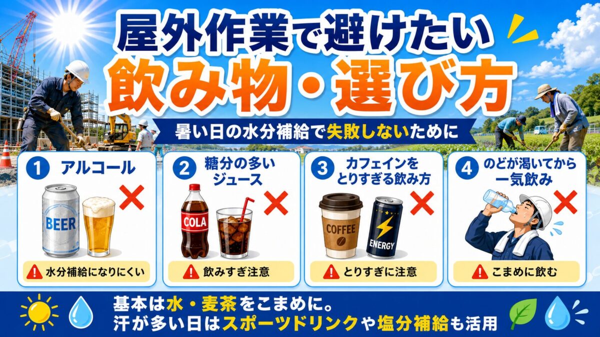 屋外作業で避けたい飲み物・選び方