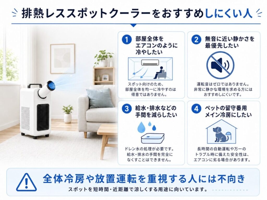 排熱レススポットクーラーをおすすめしにくい人