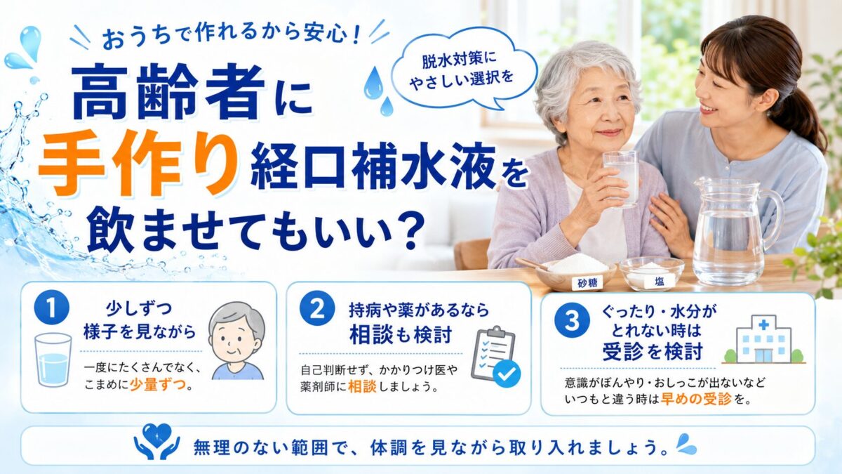 高齢者に手作り経口補水液を飲ませてもいい?