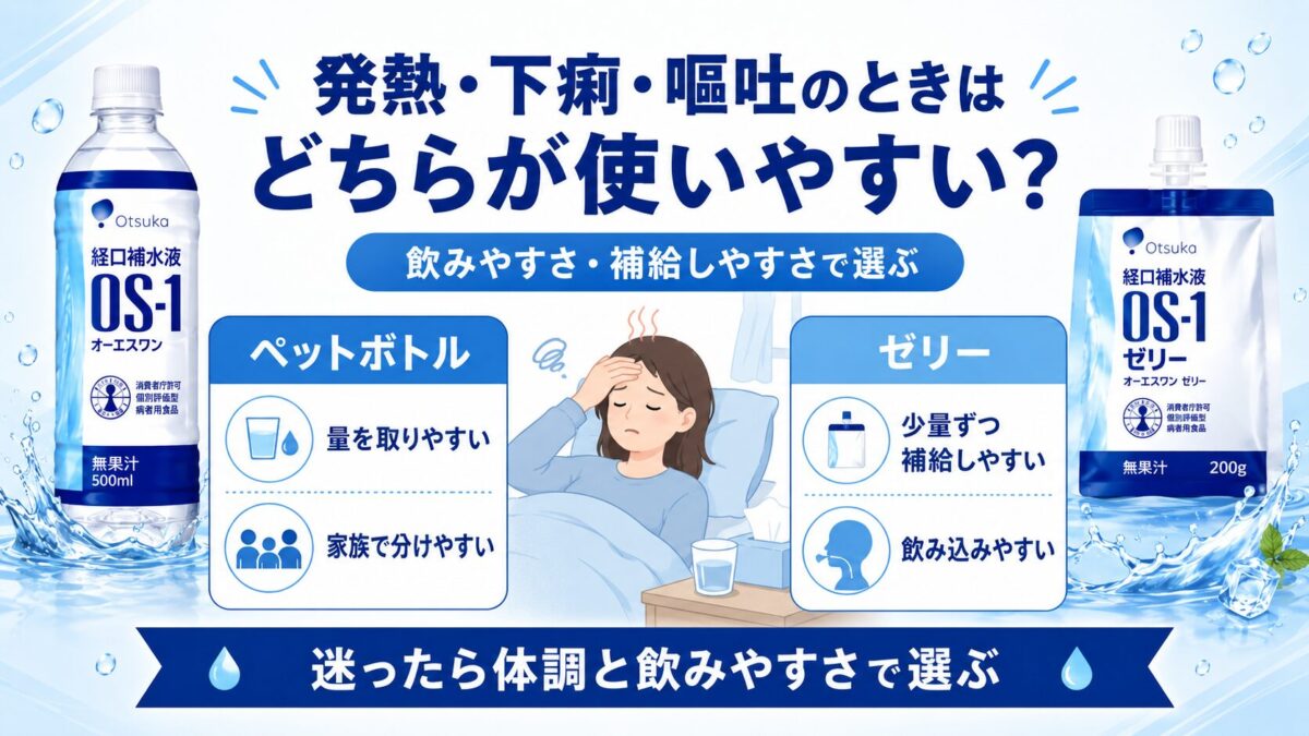 発熱・下痢・嘔吐のときはどちらが使いやすい？