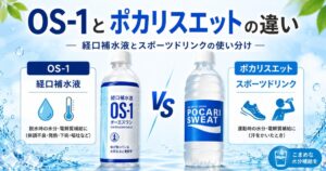 OS-1とポカリスエットの違いを比較｜経口補水液とスポーツドリンクはどう使い分ける？