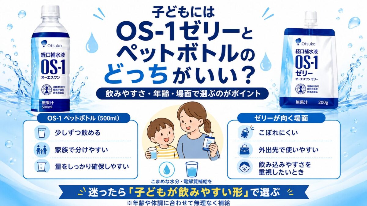 子どもにはOS-1ゼリーとペットボトルのどっちがいい？