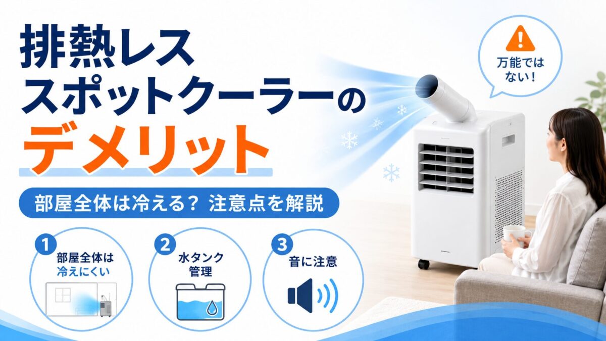 排熱レススポットクーラーのデメリットは？部屋全体は冷えるのか注意点を解説