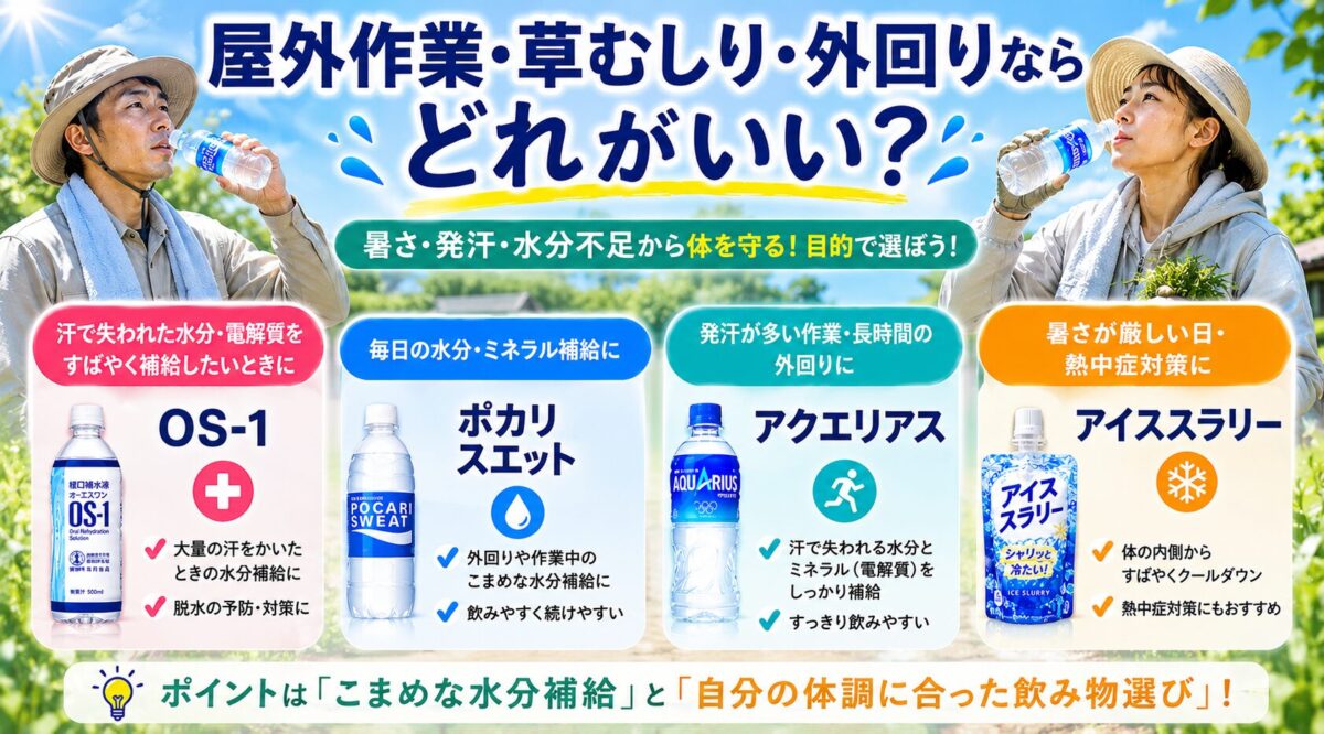 屋外作業・草むしり・外回りならどれがいい?