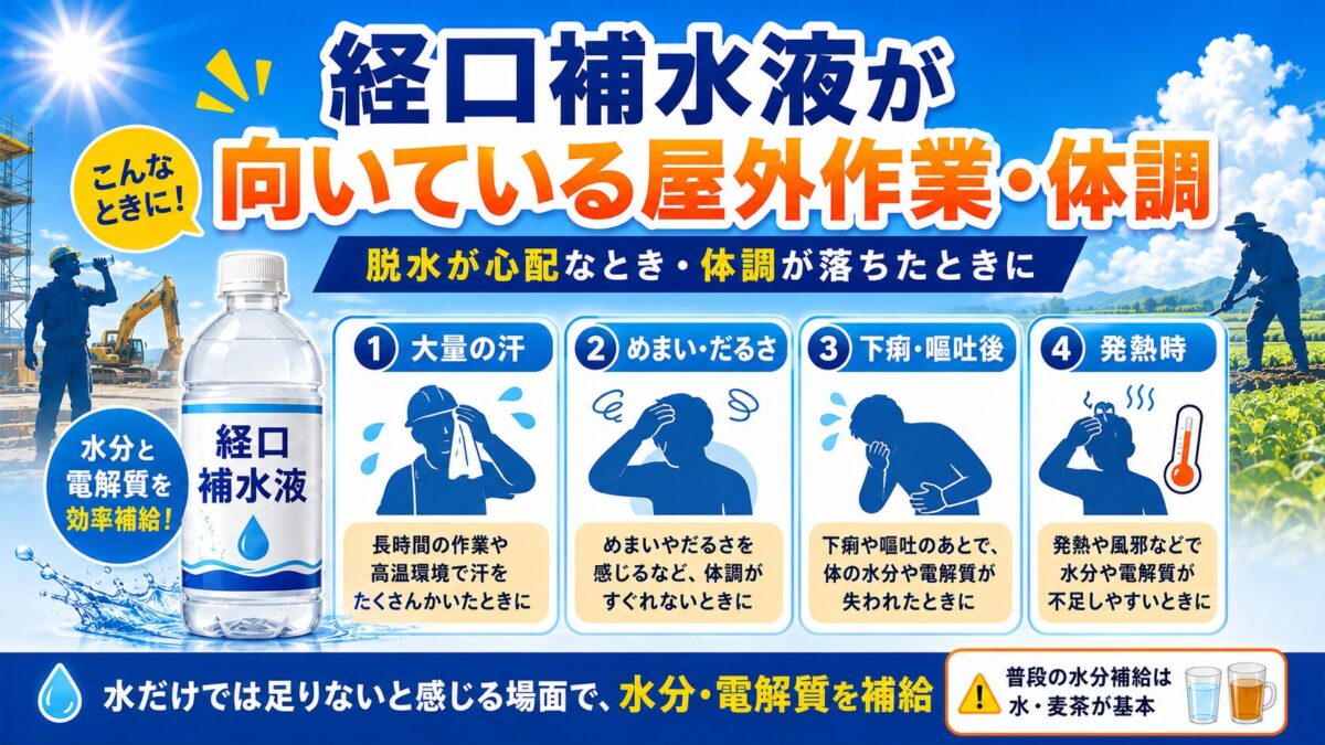 経口補水液が向いている屋外作業・体調